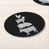 Kuhhhühner Fleischteilstücke Kunst Runder Pappuntersetzer (Angewinkelt)