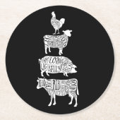 Kuhhhühner Fleischteilstücke Kunst Runder Pappuntersetzer (Vorderseite)