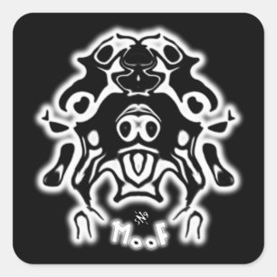 Kuhhhundeskizze v4 quadratischer aufkleber