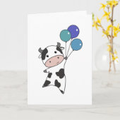 Kuhkalb Flies Balloons Niedliche Tiere Karte (Gelbe Blume)