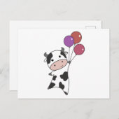 Kuhkalb Flies Balloons Niedliche Tiere Postkarte (Vorne/Hinten)
