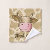 Kuhkopf Badehandtuch Set (Waschlappen)