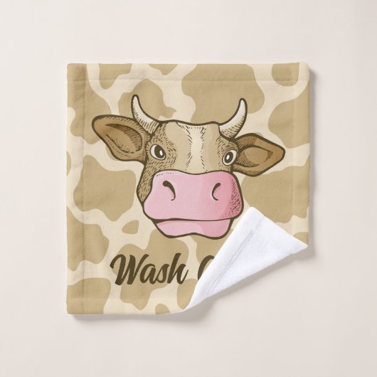 Kuhkopf Badehandtuch Set (Waschlappen)