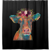 Kuhkopf-Gesichtspunkt farbige Wasserfarbe| Kuhgesc Duschvorhang (Vorderseite)