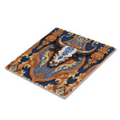 Kuhkopf Western aus geschliffenem Leder Damaske Fliese (Seite)