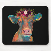 Kuhkopfgesicht farbenfrohe Wasserfarbe | Kuhgesche Mousepad (Vorne)