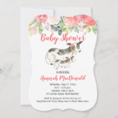 Kuhkoralle und rosa Blütendusche laden ein Einladung (Vorderseite)