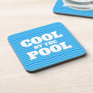 Kühl am Pool blaues Wasser wellige Linien Sommer S Getränkeuntersetzer