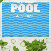 Kühl am Pool lustige blaue Welle Microfaser-Mischu Geschirrtuch (Gefaltet)