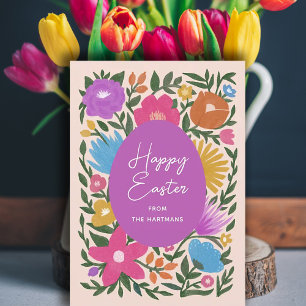kühl farbenfroh Florals Stilvolles Ostern   Lila E Feiertagskarte