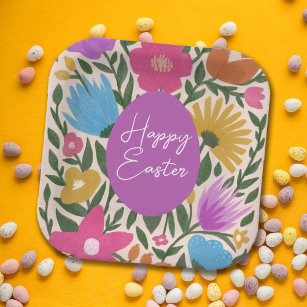 kühl farbenfroh Florals Stilvolles Ostern | Lila E Pappteller