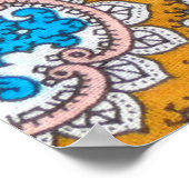 kühl, grungy, islamisch, psychedelisch, bunt ornam poster (Ecke)