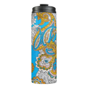 kühl, grungy, islamisch, psychedelisch, bunt ornam thermosbecher