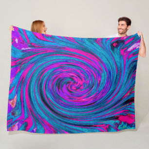 Kühl heißes Pink, Lila und Blau abstrakt Retro Fleecedecke