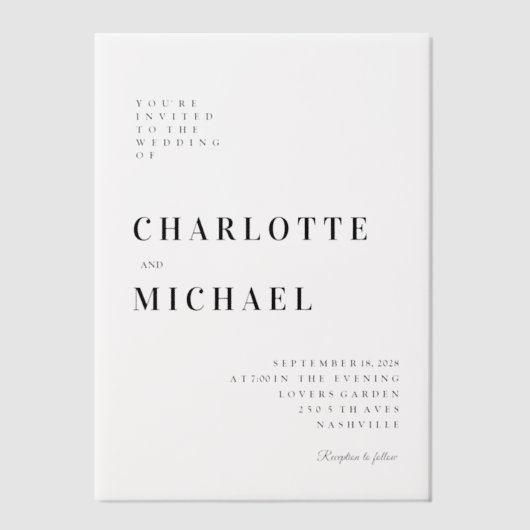 kühl, modern, Hochzeit, Pergament Einladungen (Vorderseite)