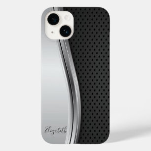 Kühl modernes metallisches Silber Schwarz   Case-Mate iPhone 14 Hülle