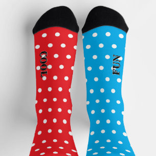 Kühl Spaß Rot Blau Weiß Punkte Ungleich  Socken