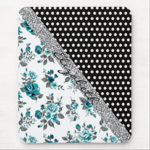 Kühl, süß, trendy, vintage Rosen, florale Polka Pu Mousepad