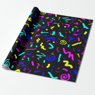 Kühl und funky vintage 80er inspirierte Geometrie Geschenkpapier