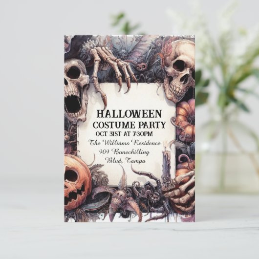 Kühlarm: Anpassbarer Halloween-Party-Call Einladung (Stehend Vorderseite)
