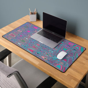 Kühle abstrakte blaue und magenta Retro-Zickzack-W Schreibtischunterlage