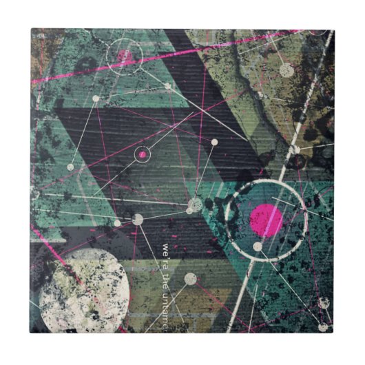 Kühle abstrakte digitale Graffiti-Kunst Geometrisc Fliese (Vorderseite)