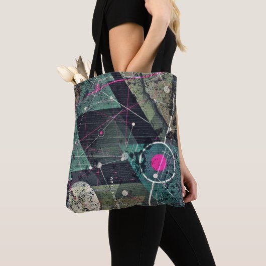 Kühle abstrakte digitale Graffiti-Kunst Geometrisc Tasche (Von Nahem)