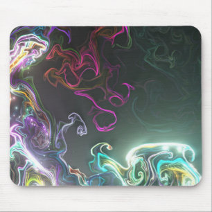 Kühle abstrakte Neon-Flüssigkeitskunst Schwarz Mousepad