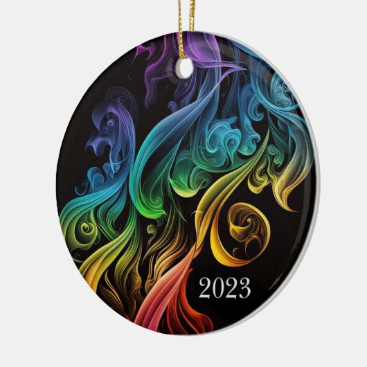 Kühle Abstrakte Rainbow-Smoke Elegant Keramik Ornament (Links)