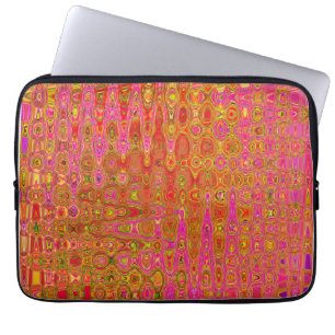 Kühle abstrakte rote und gelbe atomare Retro-Zickz Laptopschutzhülle