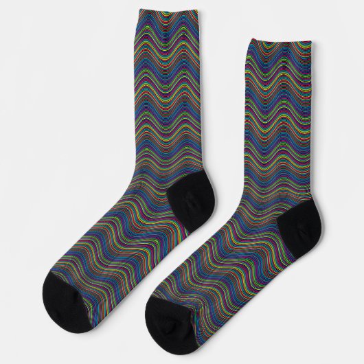 Kühle abstrakte wellige Linienkunst Thunder_Cove Socken (Linkes Detail)