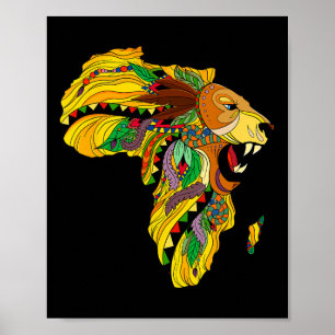 Kühle Afrika-Karte Löwe Tril Afrikanischer König S Poster