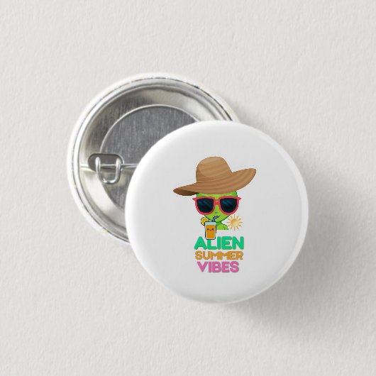 Kühle Alien-Sommerferien-Vibes Button (Vorne & Hinten)