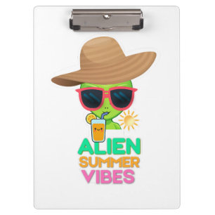 Kühle Alien-Sommerferien-Vibes Klemmbrett
