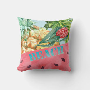 Kühle Ananas Wassermelone Hibiskus Palmblätter Kissen