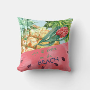 Kühle Ananas Wassermelone Hibiskus Palme Kissen