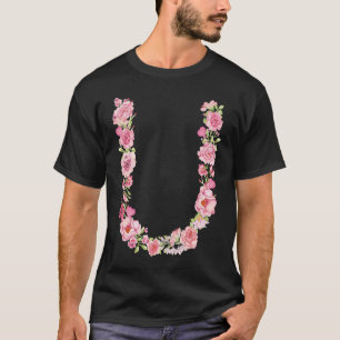 Kühle Anfangsalphabet-Monogramm-Blumen  Florale Le T-Shirt