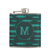 Kühle Barrakuda-Monogramm Flachmann (Vorderseite)