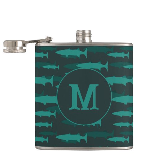 Kühle Barrakuda-Monogramm Flachmann (Geöffnet)
