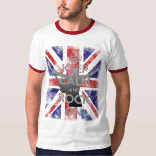 Kühle bedrängte UK-Flagge - Keep Calm and Rock On T-Shirt