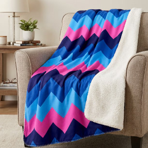 Kühle Blau Rosa Chevron mittelgroße Sherpa-Decke Sherpadecke