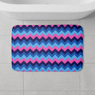 Kühle Blau Rosa Chevron Muster Kleine Badezimmer-M Badematte
