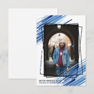 Kühle blaue abstrakte Foto-Abschlussankündigung Einladung