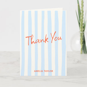 Kühle blaue bemalte Streifen Persimmon Handschrift Dankeskarte
