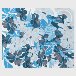 Kühle blaue Blumenverpackungspapierdesign Geschenkpapier