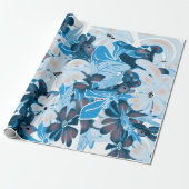 Kühle blaue Blumenverpackungspapierdesign Geschenkpapier (Ungerollt)