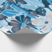 Kühle blaue Blumenverpackungspapierdesign Geschenkpapier (Ecke)