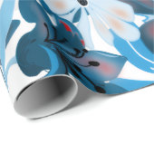 Kühle blaue Blumenverpackungspapierdesign Geschenkpapier (Rolleneckpunkt)