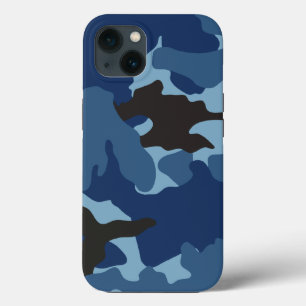 Kühle blaue Camo-Militär-Tarnmuster-Hintergrund iPhone 13 Hülle