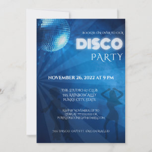 Kühle blaue Disco-Kugel-Party Einladung